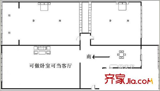  張家村農(nóng)行家屬院 3室  戶型圖