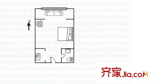 七克拉晶座 1室 戶型圖