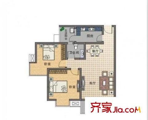 嘉天國際 2室 戶型圖