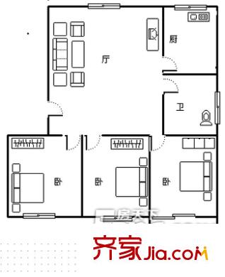 古都小區(qū) 3室戶型圖