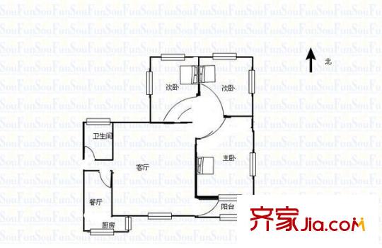 宏達家園 3室 戶型圖