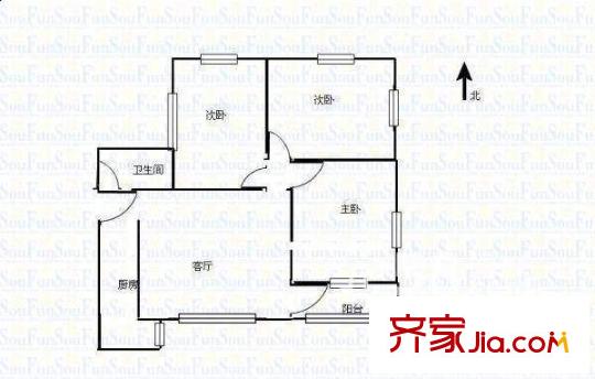 宏達家園 3室 戶型圖