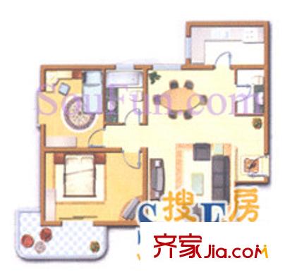 明德雅園大廈戶型圖B、E座 2室2廳2衛(wèi)1廚
