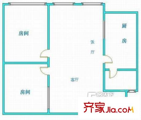 張家村農(nóng)行家屬院 2室 戶型圖