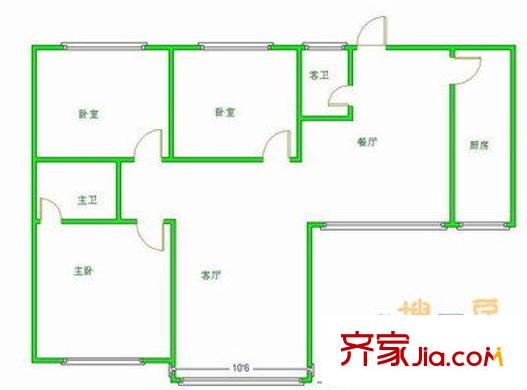 明府佳苑 3室戶型圖