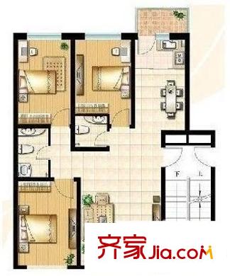 馨園一號 3室 戶型圖