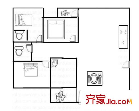 宏達家園 3室 戶型圖