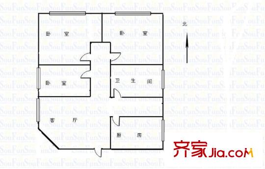 陜送東苑 3室 戶型圖