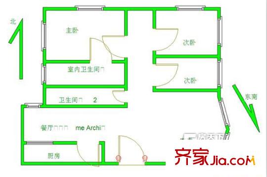 陜送東苑 3室 戶型圖