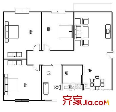 國稅局家屬院 2室 戶型圖