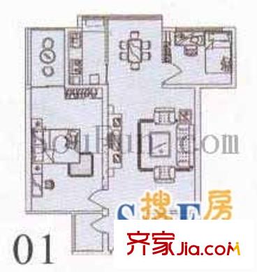 城東小筑戶型圖2室2廳1衛(wèi)1廚
