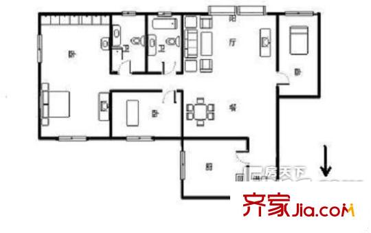 景觀城 3室 戶型圖