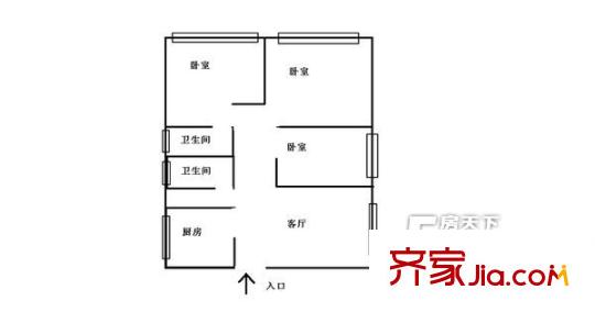 陜送東苑 3室 戶型圖
