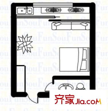 更新街陽光家園戶型圖1-1-1-1 (4) 1室1廳1衛(wèi)1廚