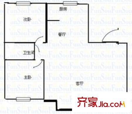  百花村社區(qū)兩室兩廳戶(hù)型圖