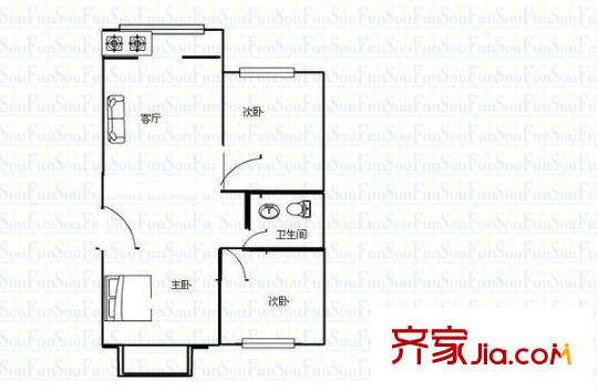 開發(fā)五區(qū)家屬院 3室 戶型圖