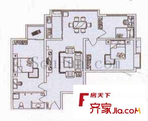 城東小筑戶型圖3室2廳2衛(wèi)1廚