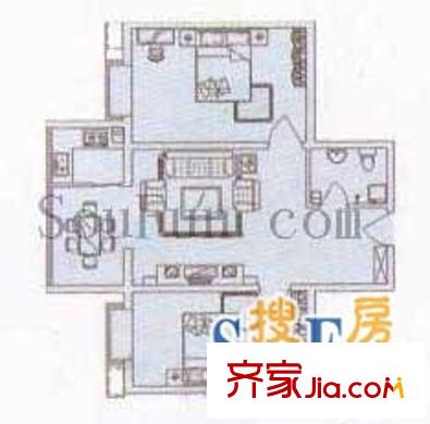 城東小筑戶型圖2室2廳1衛(wèi)1廚