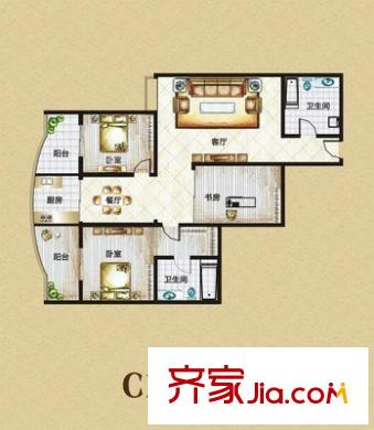 豪盛花園 3室 戶型圖