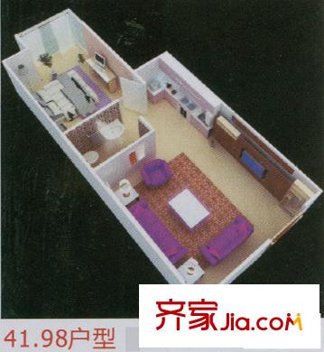 瑞景華庭戶型圖41.98平方米戶型圖 1室1廳1衛(wèi)1廚