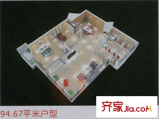 瑞景華庭戶型圖94.67平方米戶型圖 2室2廳1衛(wèi)1廚