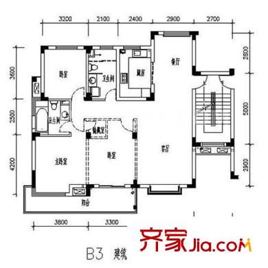 豪盛花園 3室 戶型圖