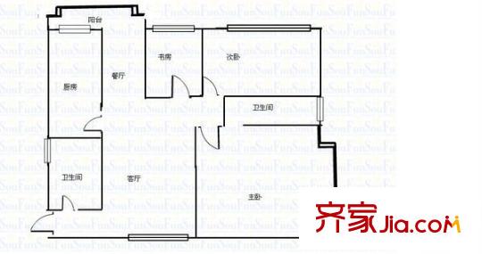 豪盛花園 3室 戶型圖