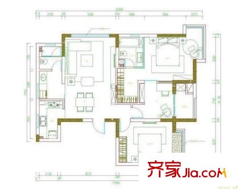 新街坊人家小區(qū) 3室 戶型圖