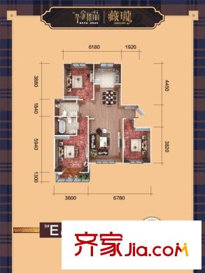 華豪麗晶戶型圖9#E戶型 3室2廳2衛(wèi)1廚