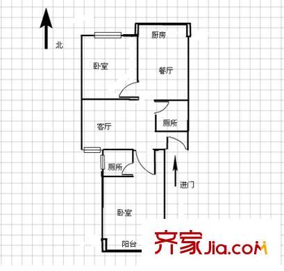 明苑花園 2室 戶型圖