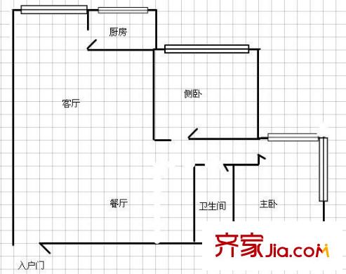 含光香榭麗都 戶型圖  2室2廳1衛(wèi) 