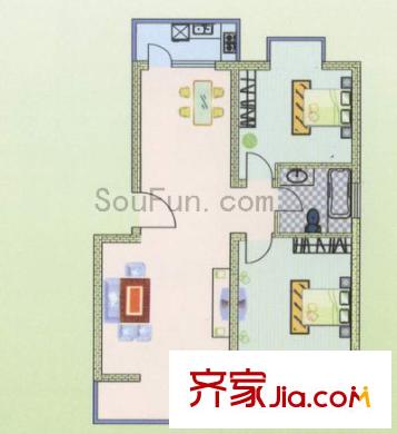 茗景城戶型圖2室2廳1衛(wèi)1廚