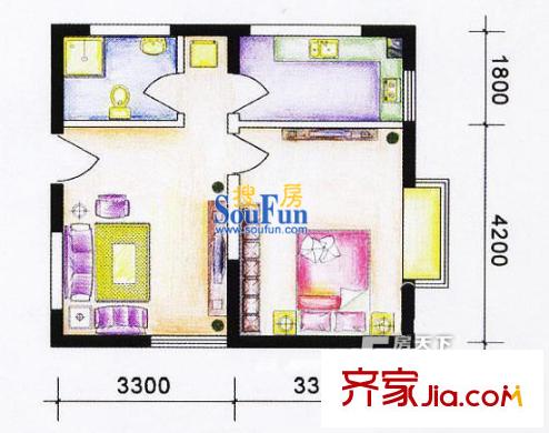 萬華園琳苑小區(qū) 1室 戶型圖