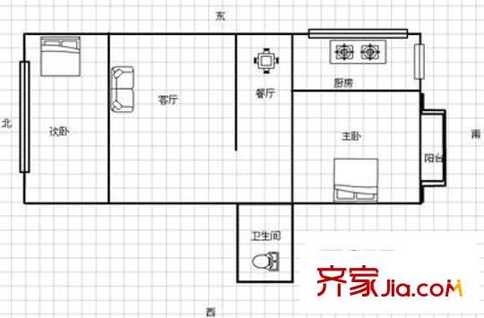 友誼小區(qū) 戶型圖 2室2廳1衛(wèi) 