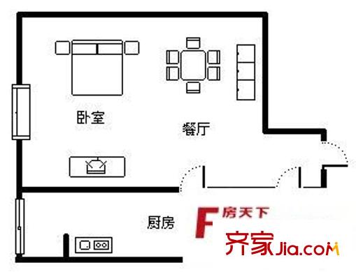 含光香榭麗都 戶型圖 1室1衛(wèi)1衛(wèi)