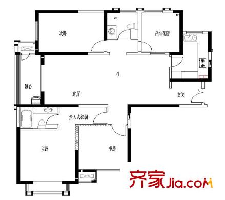 鼎正中央領(lǐng)郡戶型圖3#樓C戶型 3室2廳2衛(wèi)1廚