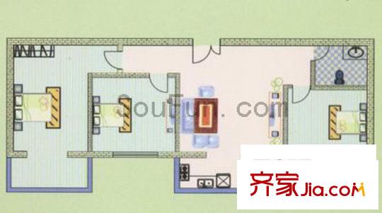 茗景城戶型圖2室2廳1衛(wèi)1廚