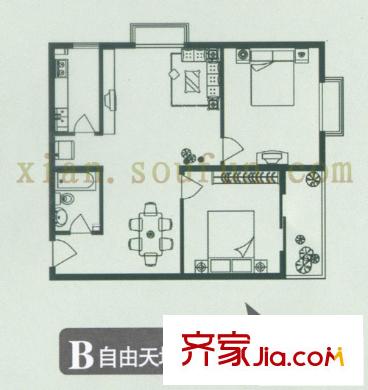 萬華園琳苑小區(qū) 戶型圖 2室2廳1衛(wèi)