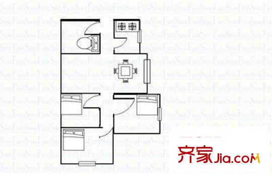 友誼小區(qū) 戶型圖 2室2廳1衛(wèi) 