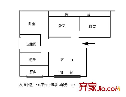 友誼小區(qū) 3室 戶型圖
