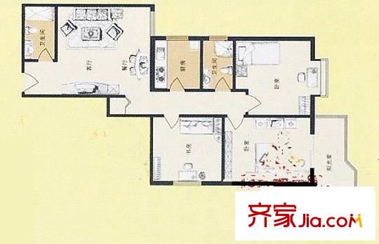 太白新苑 3室 戶型圖