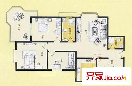 太白新苑 3室 戶型圖