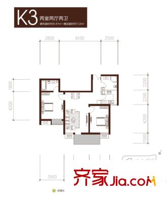 太白新苑 2室 戶型圖