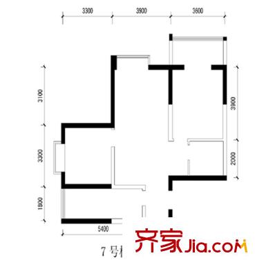 旭景興園戶型圖7#樓1單元戶型 2室2廳1衛(wèi)1廚