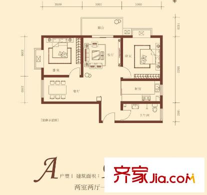 華清園小區(qū) 戶型圖 2室2廳1衛(wèi) 92平方米
