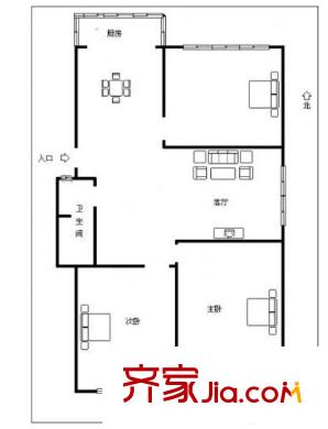 華清園小區(qū) 3室 戶型圖