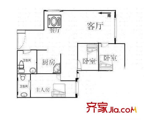 紫玉華園 3室 戶型圖