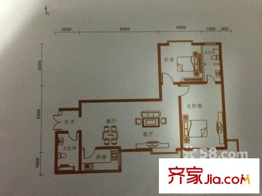 太白新苑 2室 戶型圖