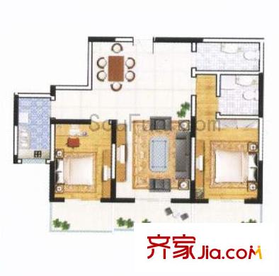 麗景天下戶型圖2室2廳2衛(wèi)1廚