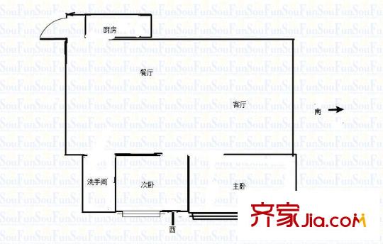 帽珥?；▓@小區(qū) 2室 戶型圖